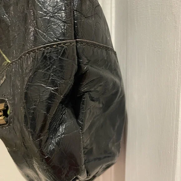 orYANY Lucy crocodile Black patent leather embossed hobo bag. - Picture 5 of 16